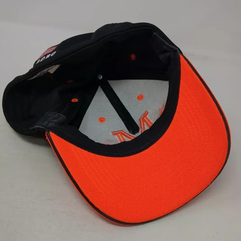 Marlboro Baseball Cap Black Orange S/M American Flag Performance Mesh Fitted Hat